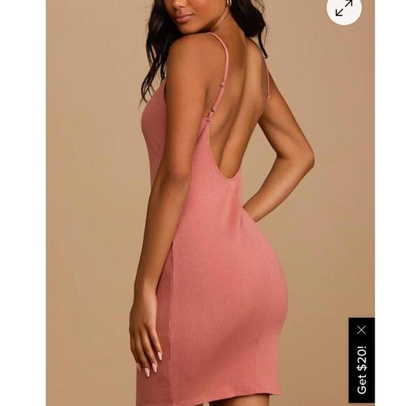 Fashionably Favored Dusty Rose Ribbed Bodycon Mini Dress. size large - Picture 2 of 8